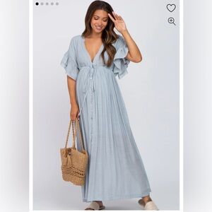 Blue maternity maxi dress